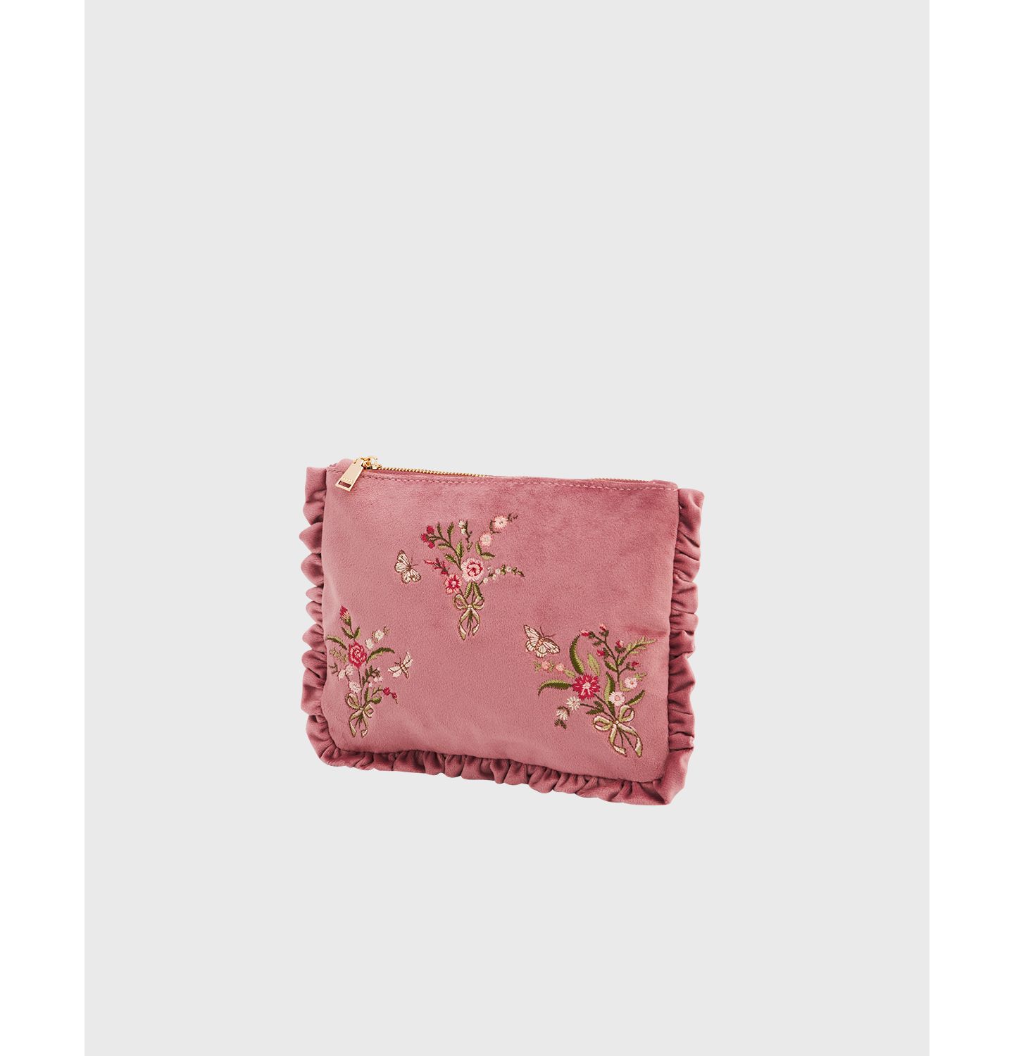 Женские кошельки Fable England Floral Posy Embroidered Velvet Pouch, цвет: Розовый — фото 4