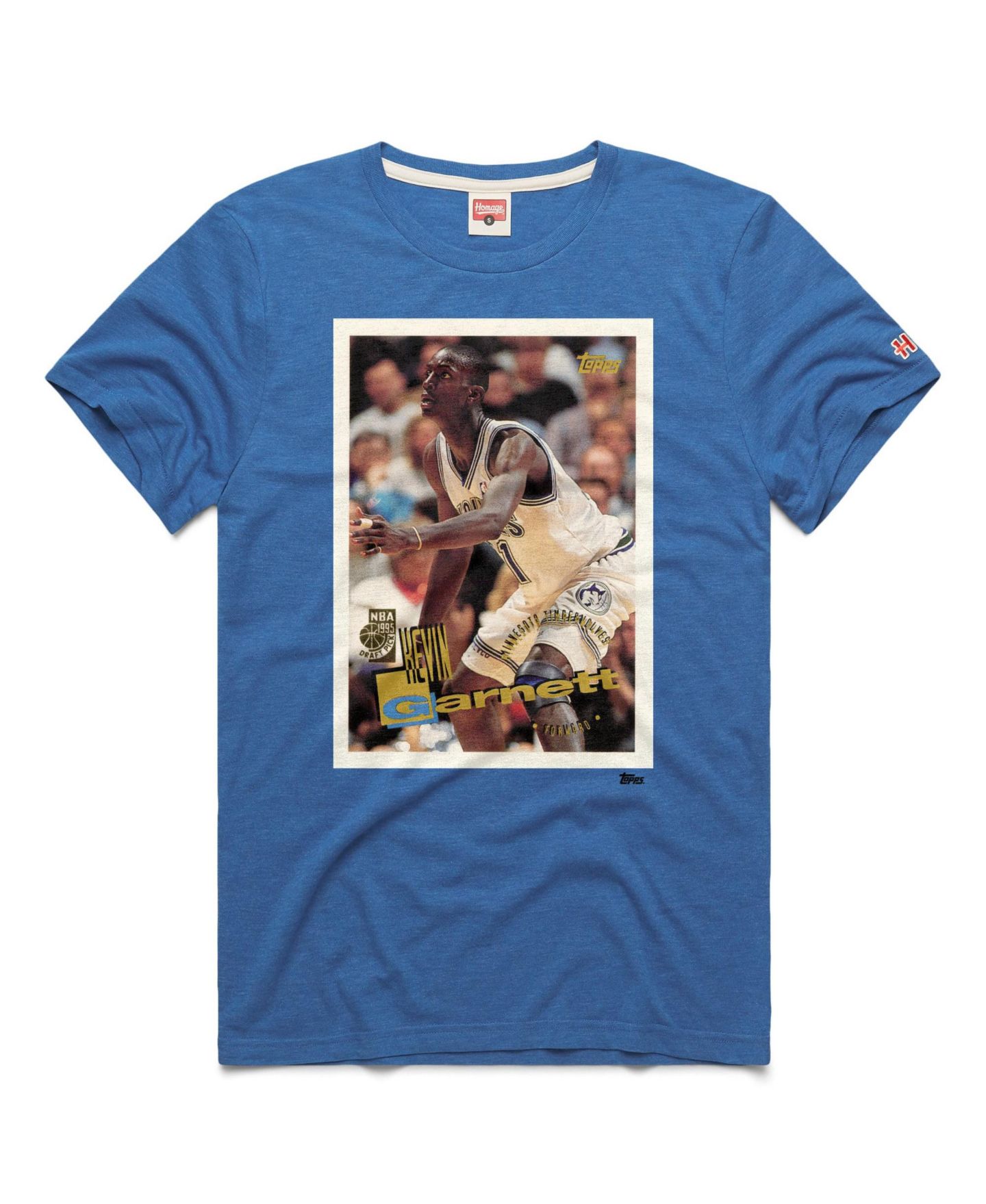 Футболка Homage Kevin Garnett Blue Minnesota Timberwolves Topps Trading Card Player Tri-Blend — фото 1