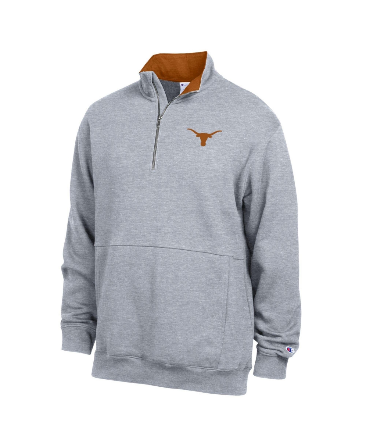 Men's Champion Heather Gray Texas Longhorns Fleece Quarter-Zip Pullover - Heather Gray