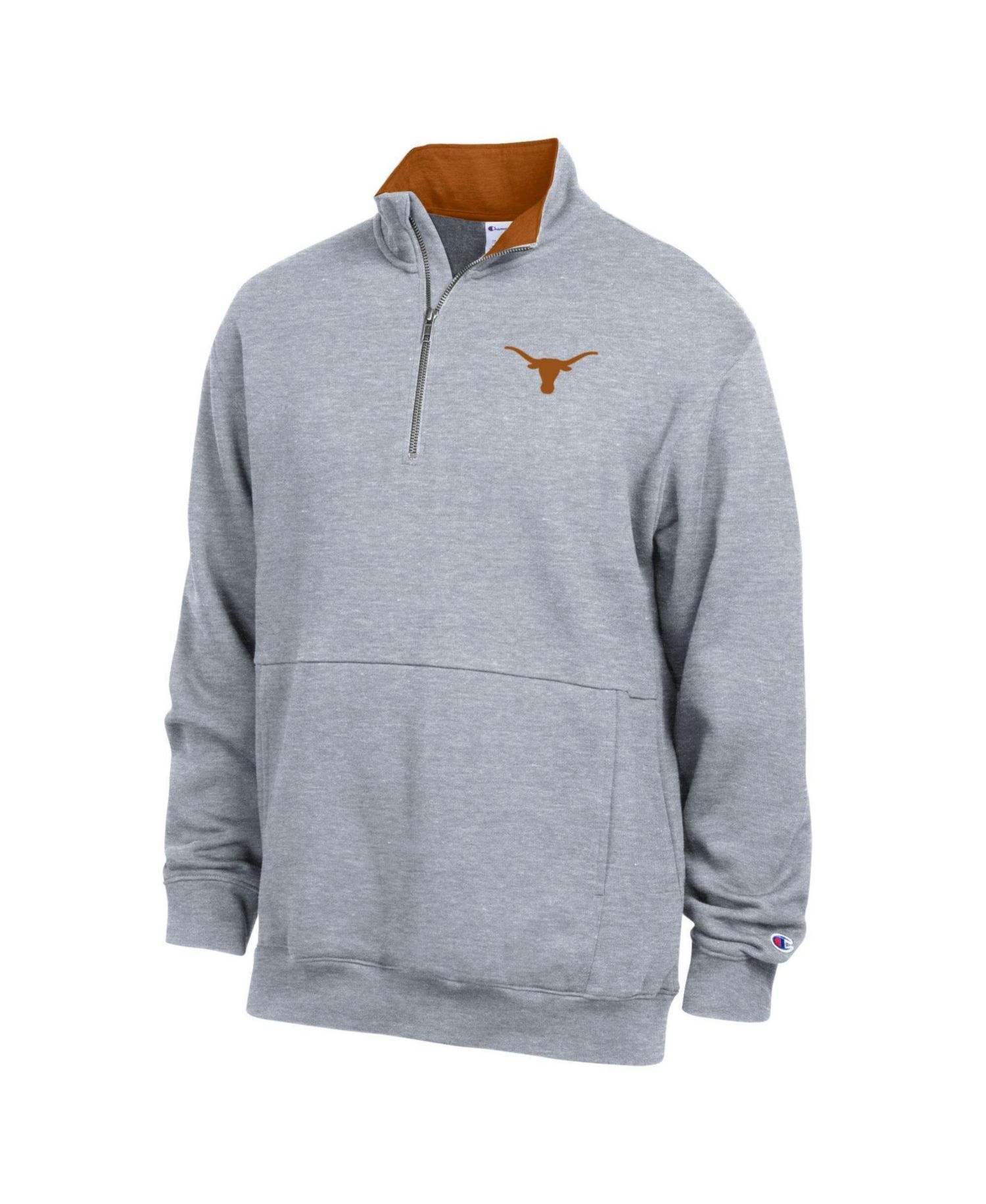 Men's Heather Gray Texas Longhorns Fleece Quarter-Zip Pullover