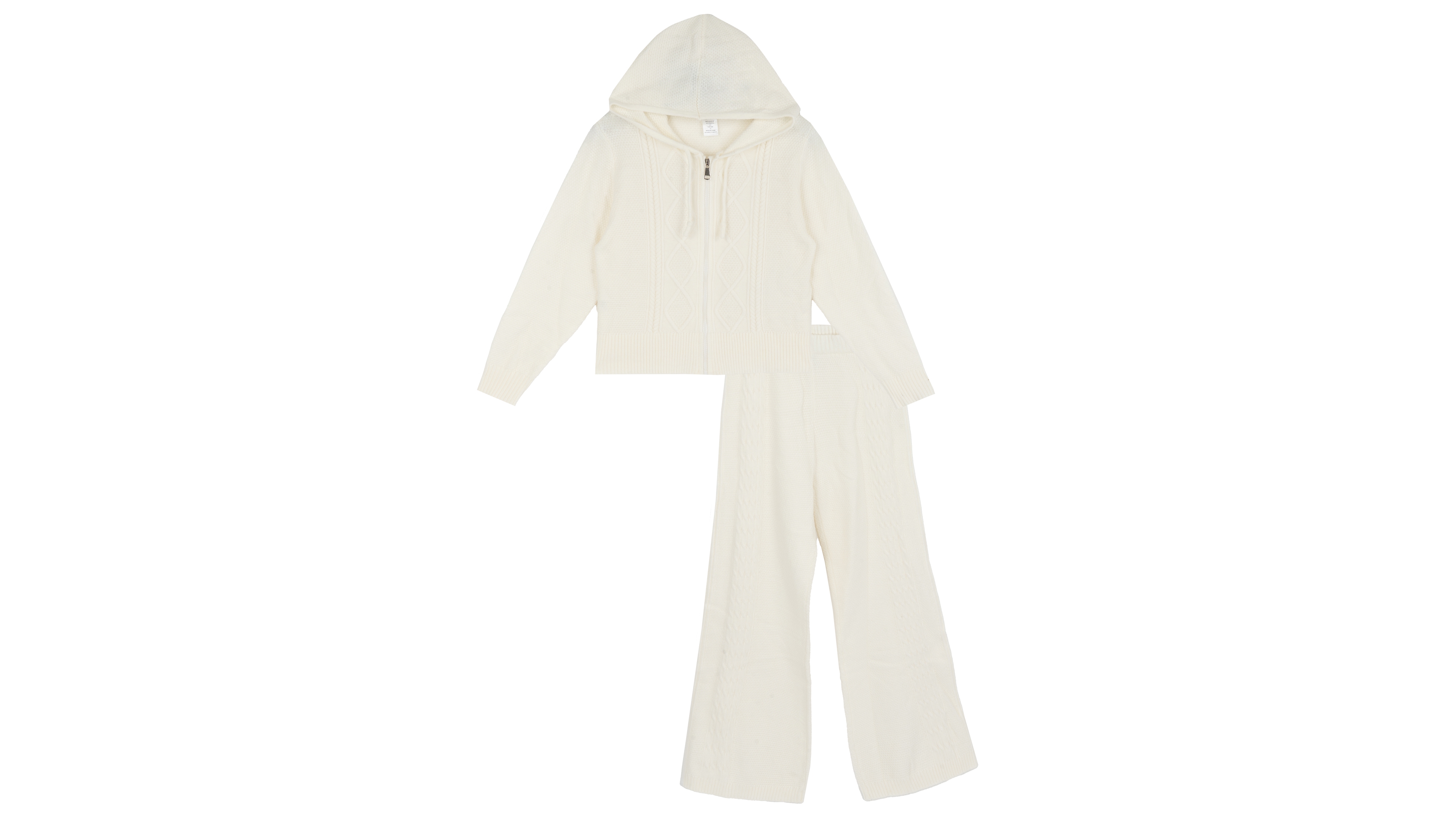 Tween Diva Girls' 7-12 Cable-Knit Wide-Leg Hooded Cardigan and Knit Pants, 2-Piece Set
