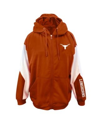 Men's Big & Tall Texas Orange Texas Longhorns Sleeve Block Full-Zip Hoodie