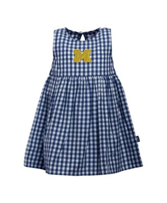 Baby Girls  Navy Michigan Wolverines Loren Gingham Dress