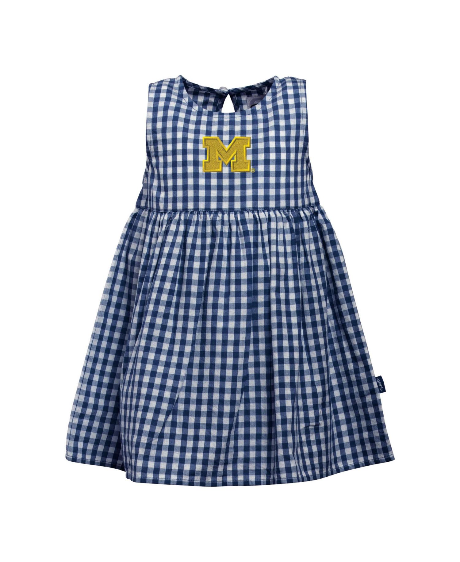 Baby Girls Navy Michigan Wolverines Loren Gingham Dress