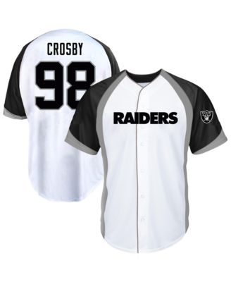Men's Maxx Crosby White Las Vegas Raiders Big & Tall Button-Up Baseball Jersey Top