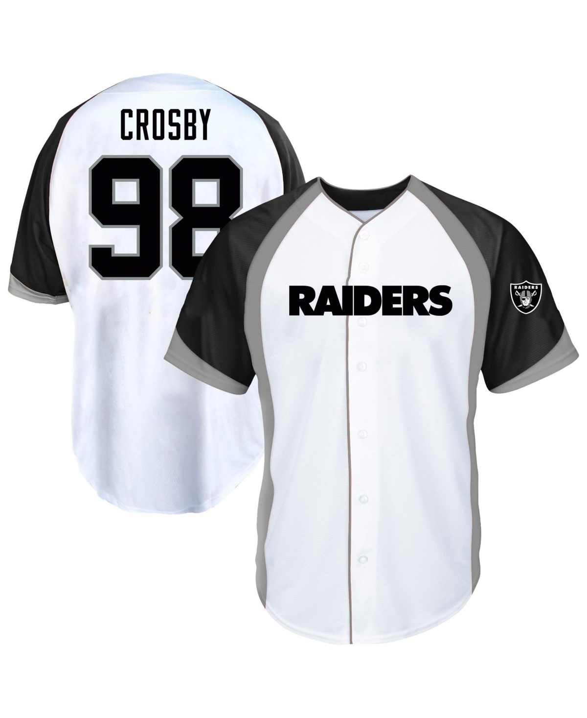 Fanatics Men's Maxx Crosby White Las Vegas Raiders Big Tall Button-Up Baseball Jersey T-shirts - White