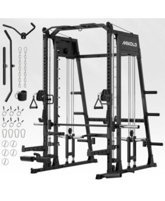 Smith Machine Home Gym, 2200 lbs Power Rack Cage with Cable Crossover, Weight Bar, 360degree(s) Landmine, Barbell Holders and Other Attachments