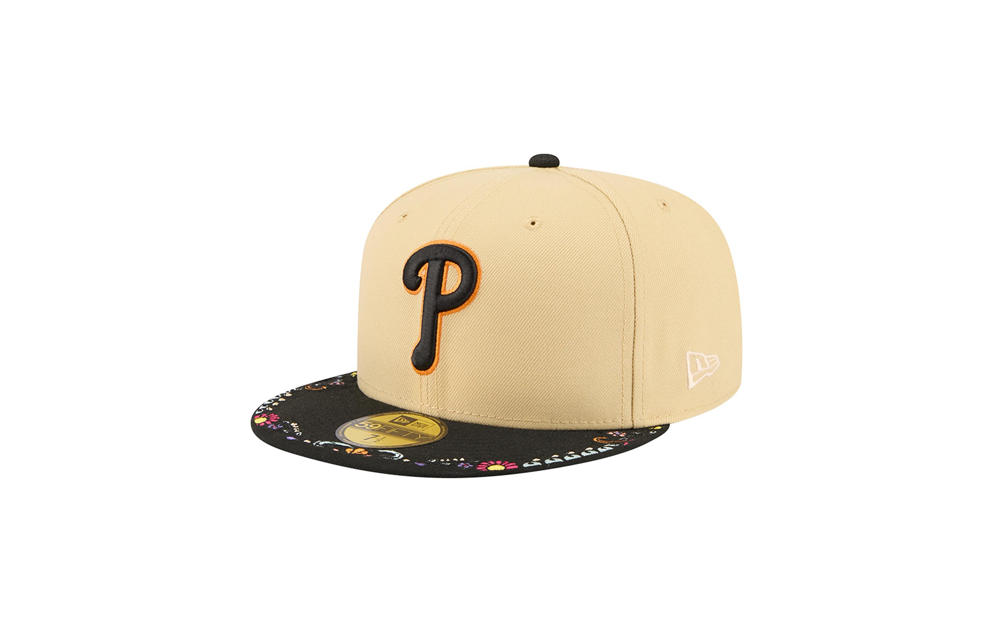New Era Men's Light Beige Philadelphia Phillies Two-Tone Embroidered Visor 59FIFTY Fitted Hat