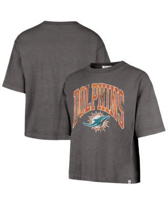 47 Brand Women's Charcoal Miami Dolphins Cropped Mindi Slub T-Shirt
