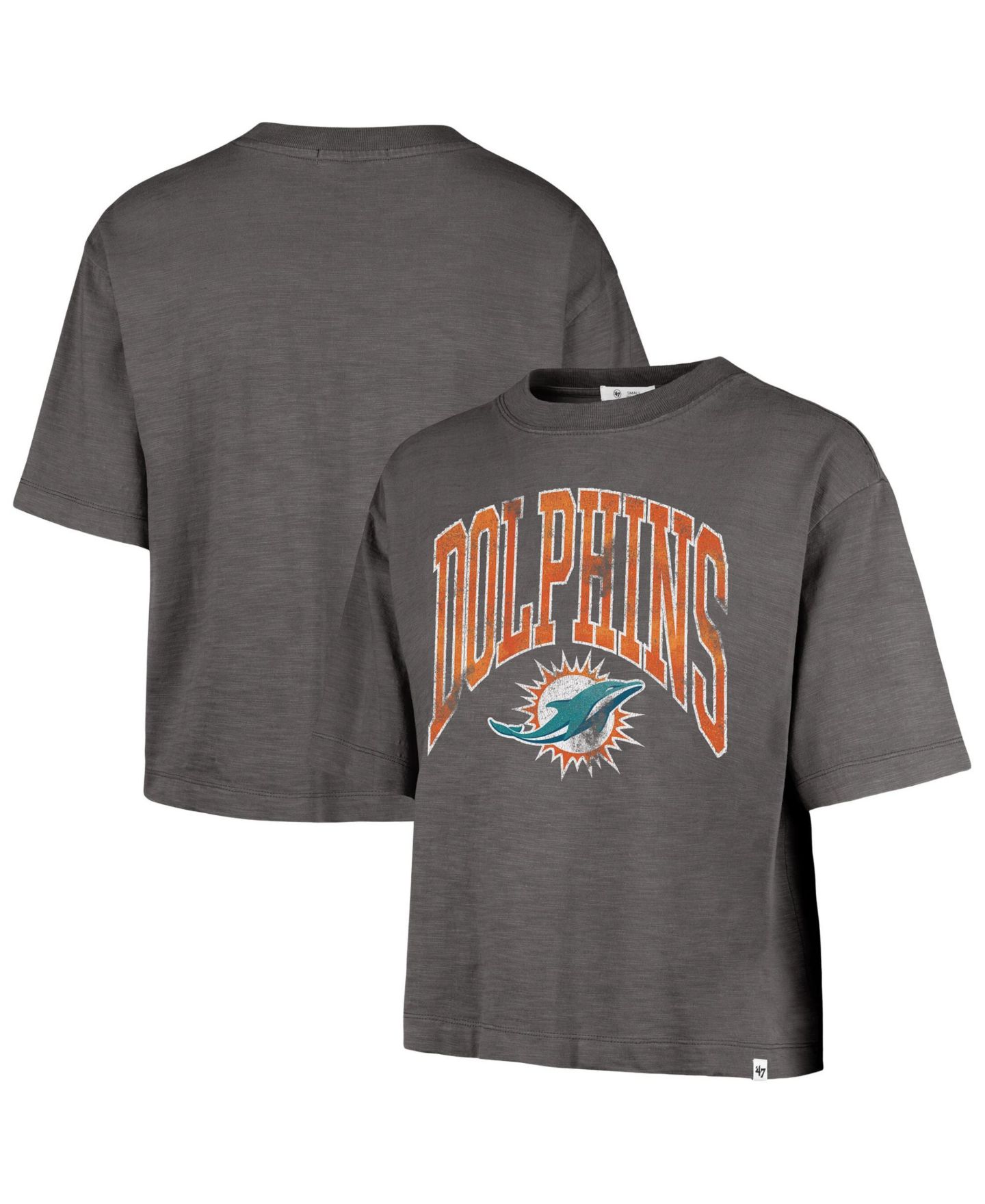 Женская футболка '47 Brand Charcoal Miami Dolphins Cropped Mindi Slub — фото 1