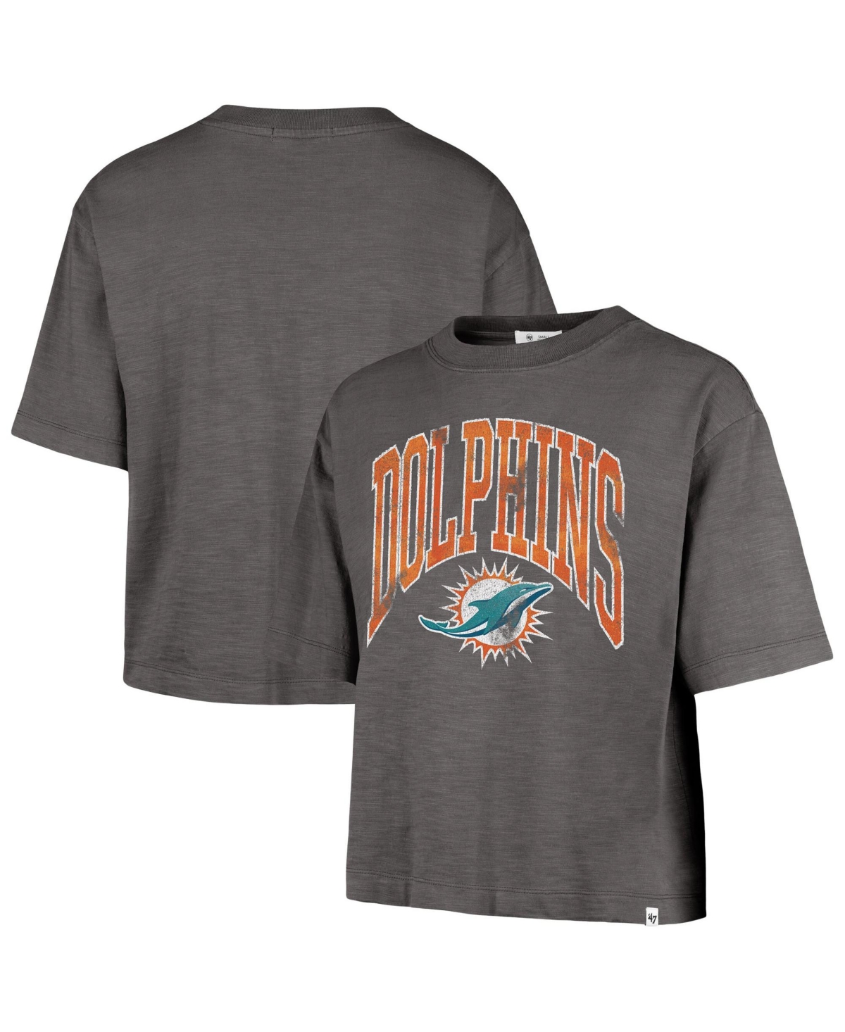 '47 Brand Women's Charcoal Miami Dolphins Cropped Mindi Slub T-Shirt - Charcoal