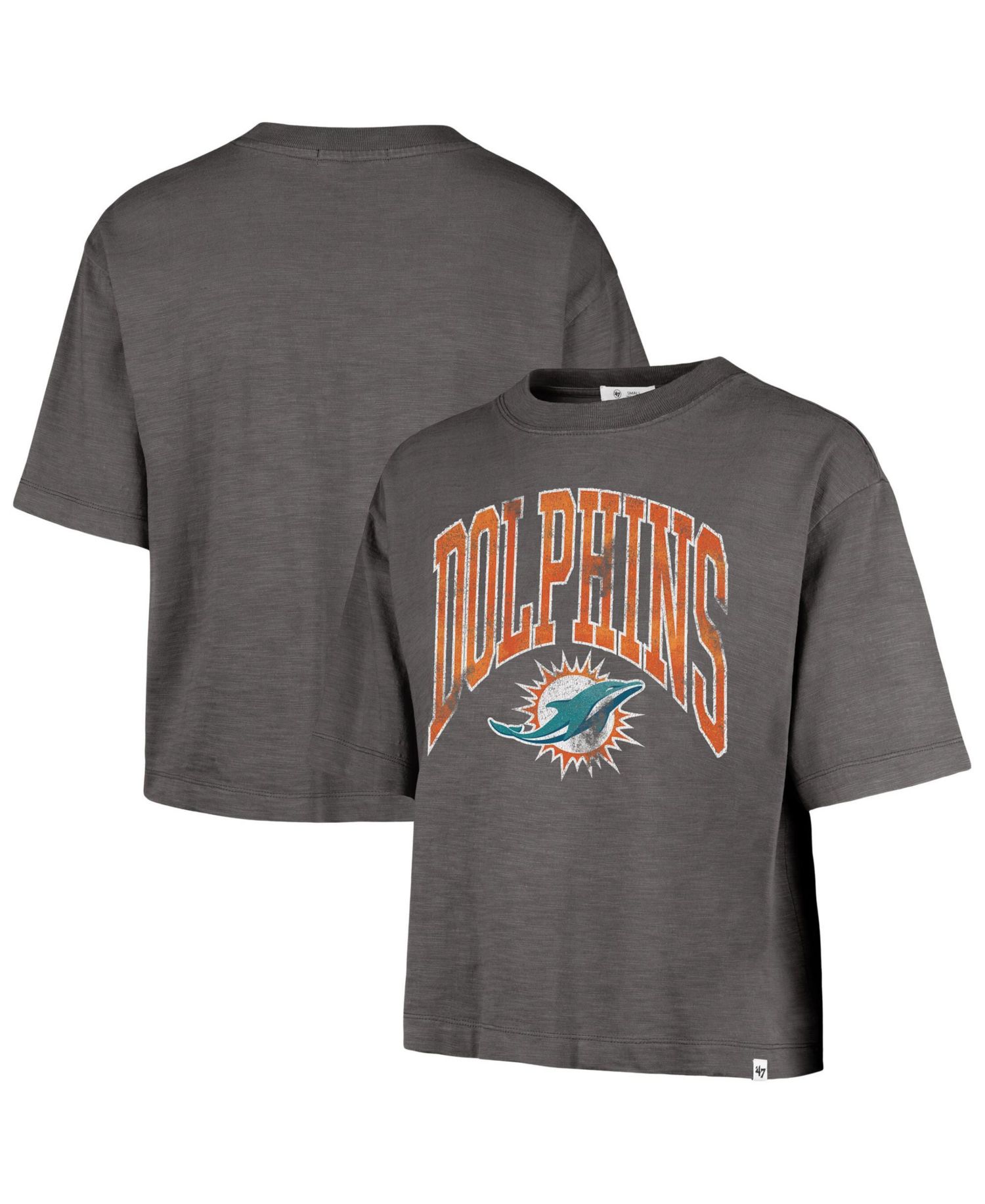 Women's '47 Charcoal Miami Dolphins Cropped Mindi Slub T-Shirt