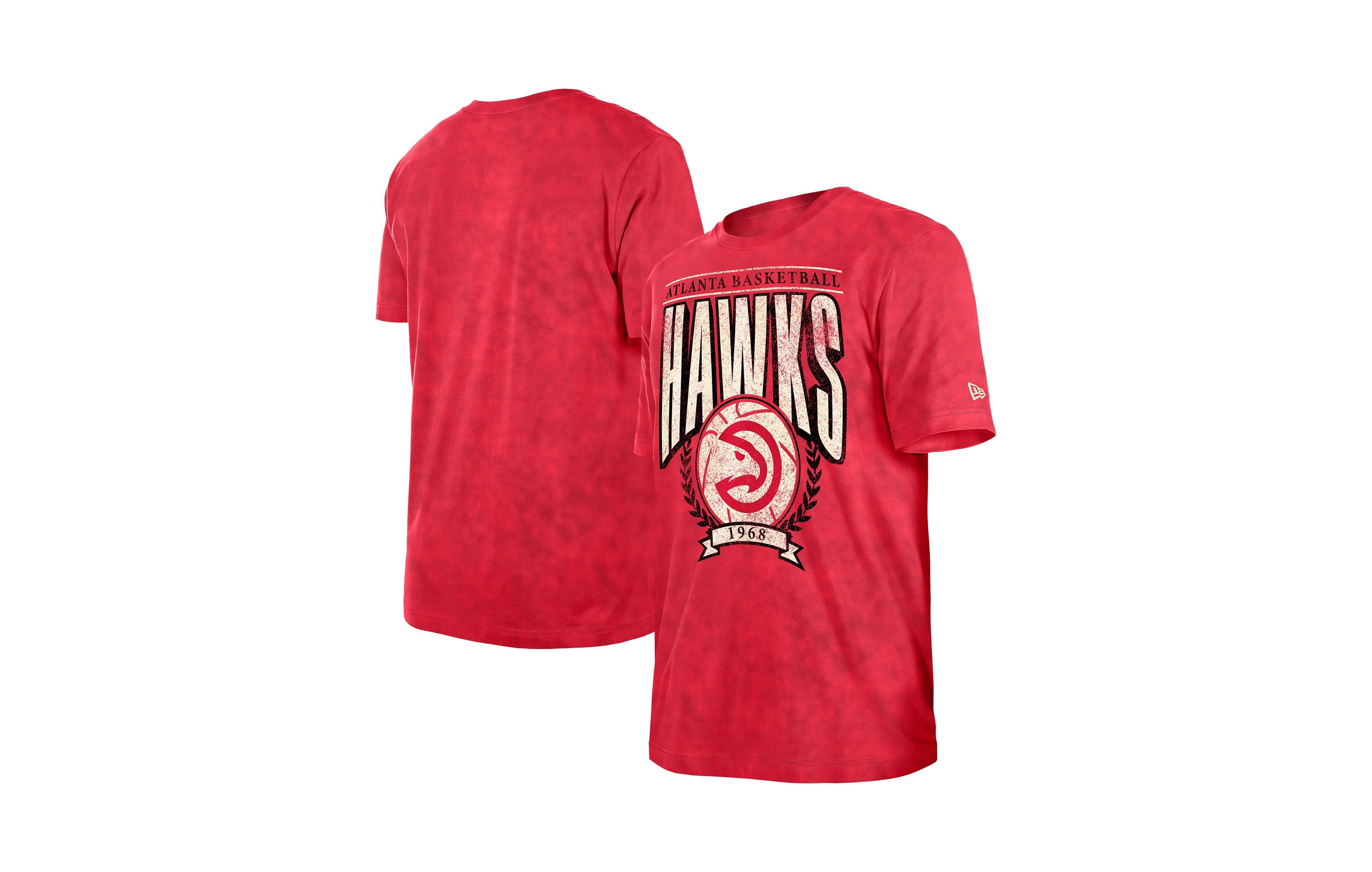 New Era Men's Red Atlanta Hawks Throwback Boxy Mineral Wash T-Shirt
