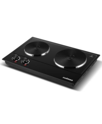 1800W Portable Countertop Double Cast Iron Electric Burner 7.4- And 6.1-Inch Hot Plate with Temperature Controls