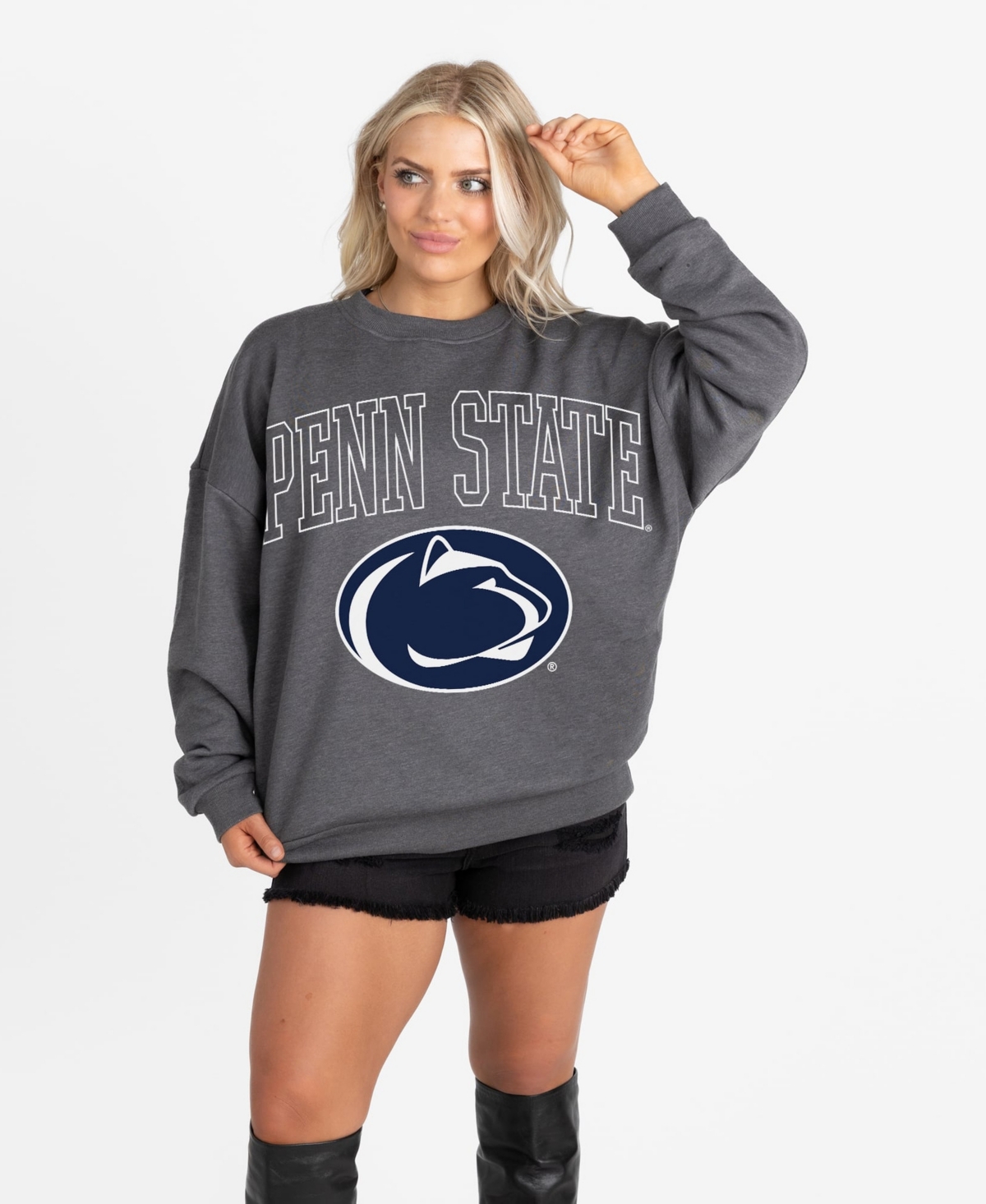 Gameday Couture Women's Charcoal Penn State Nittany Lions Oversized Rising Stars Premium Fleece Drop Shoulder Sweatshirt