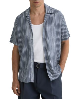 Men's Max Short-Sleeve Striped Cuban-Collar Shirt