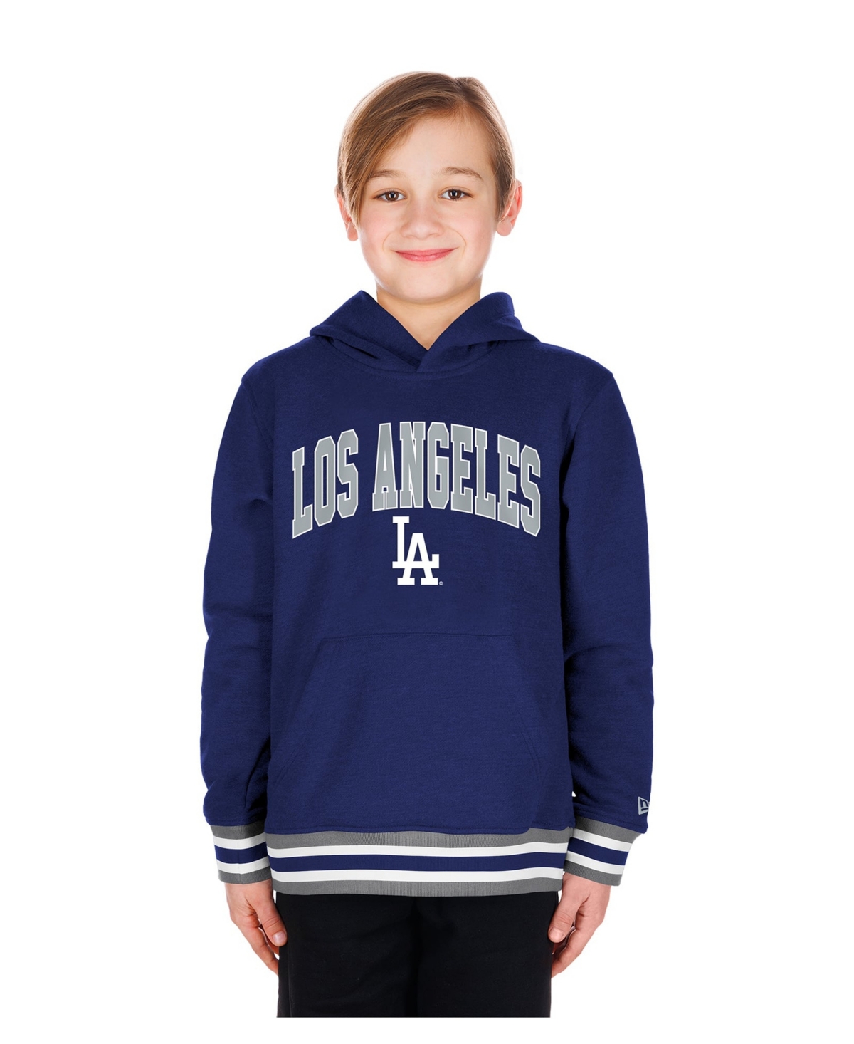 New Era Kids' Big Boys' And Girls' Royal Los Angeles Dodgers Knit Trim Pullover Hoodie
