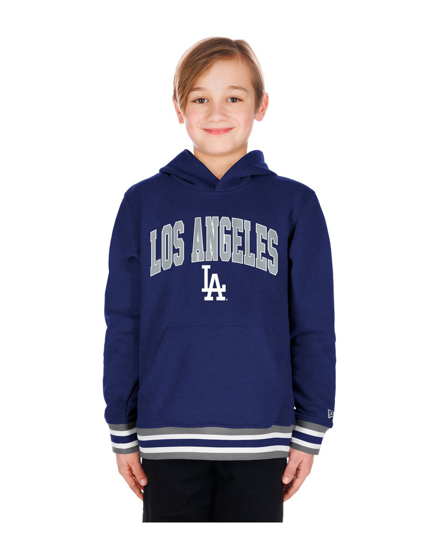Big Boys and Girls Royal Los Angeles Dodgers Knit Trim Pullover Hoodie