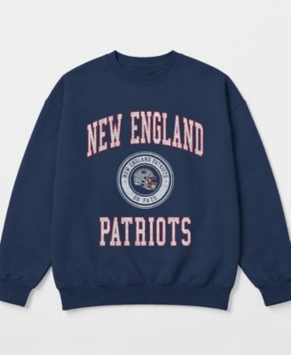 Women's Navy New England Patriots Prime Play Oversized Premium Drop Shoulder Sweatshirt
