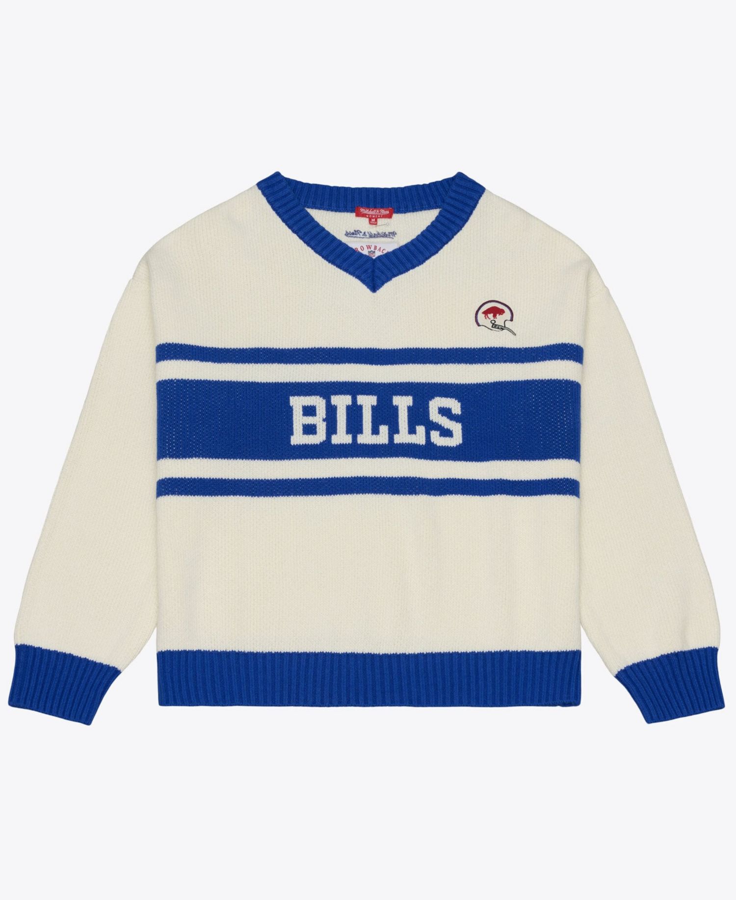 Women's Cream/Royal Buffalo Bills Retro Roots V-Neck Sweater