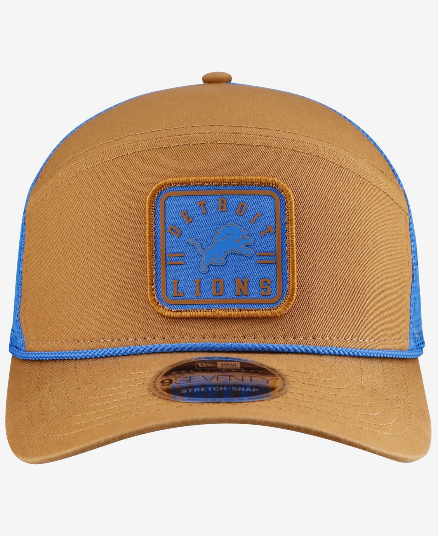 Men's Brown/Blue Detroit Lions Team Patch Split Panel 9SEVENTY Adjustable Trucker Hat