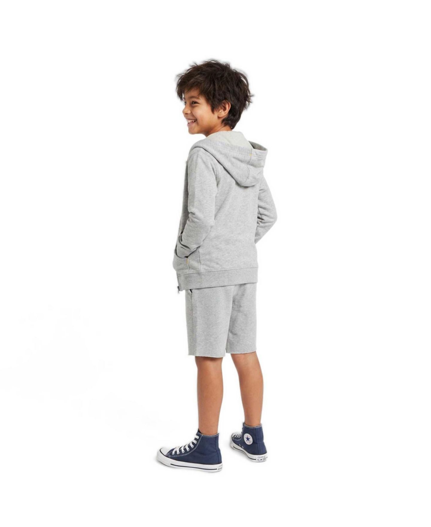 Худи Mightly Fair Trade Cotton Zip-Up Pocket для мальчиков, цвет: Меланжевый серый — фото 3