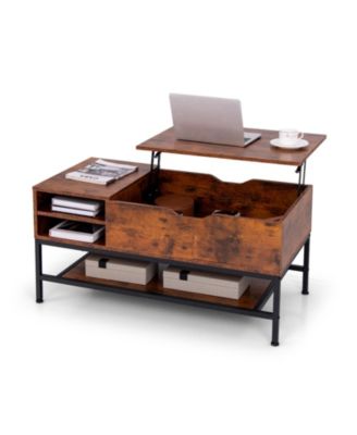 Lift Top Coffee Table with Hidden Compartment and Removable Storage Shelf