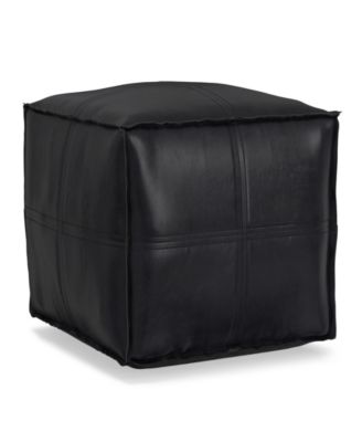 Brody 18" Faux Leather Square Pouf