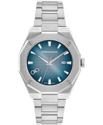 Men's Silver Stainless Steel Bracelet Watch, 40mm
