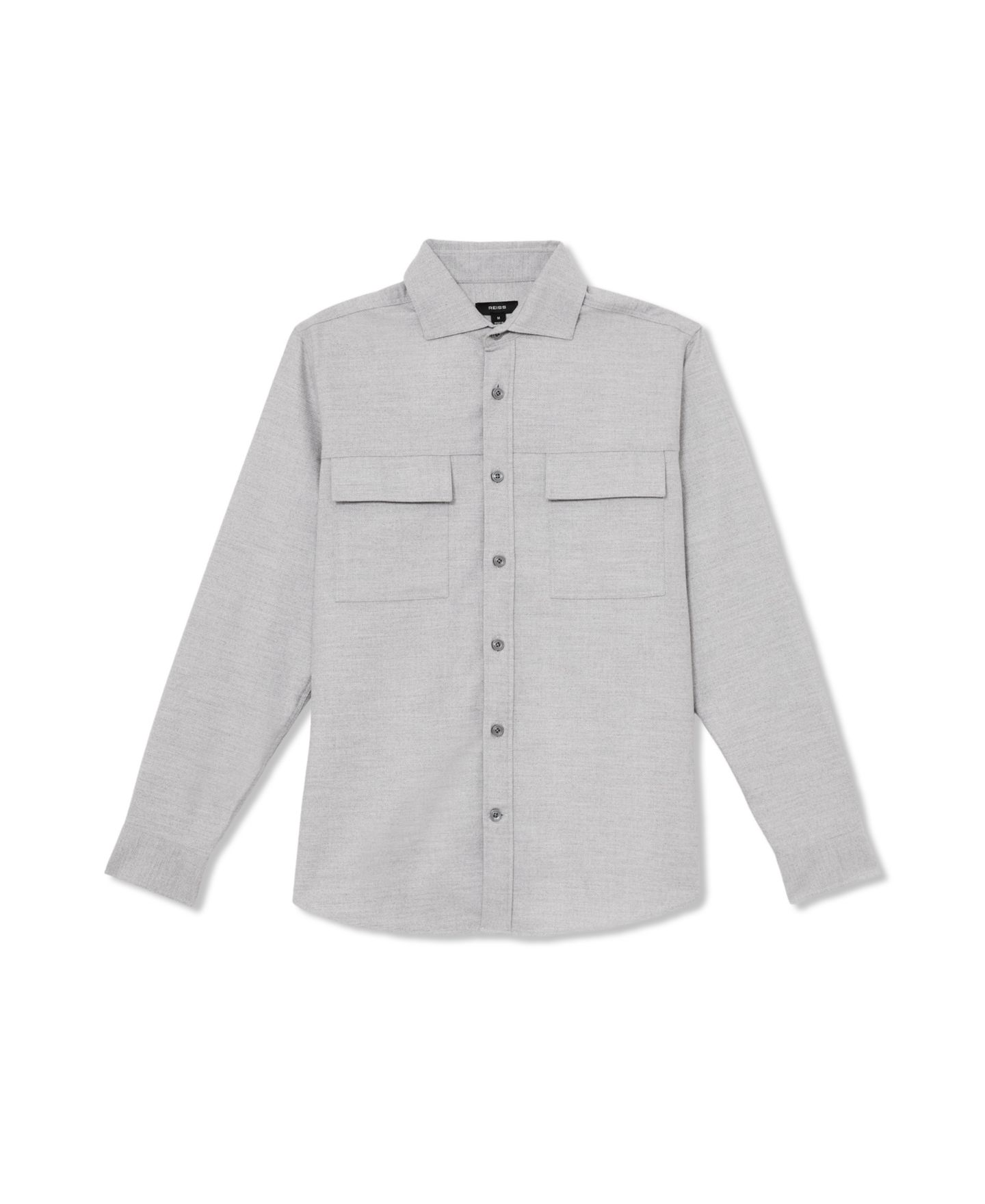 Мужская рубашка REISS Chamber Regular Fit Brushed Twin-Pocket Overshirt, цвет: Серый — фото 5