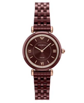 Women's Two-Hand Quartz Burgundy Ceramic Watch 32mm