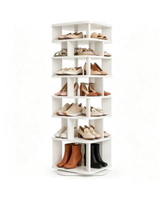 7-Tier Rotating Shoe Rack Tower, Corner Spinning Shoes Storage Organizer
