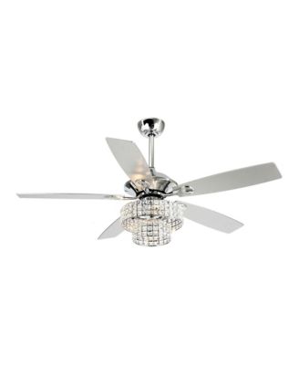 52" Modern Chrome Crystal Chandelier Ceiling Fan with Light kit and Remote Control