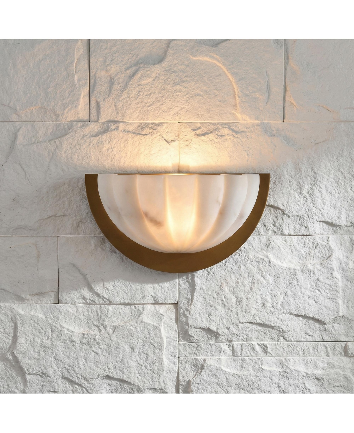Parrot Uncle 12" Modern Half Moon Scalloped Wall Sconce with Polyresin Shade
