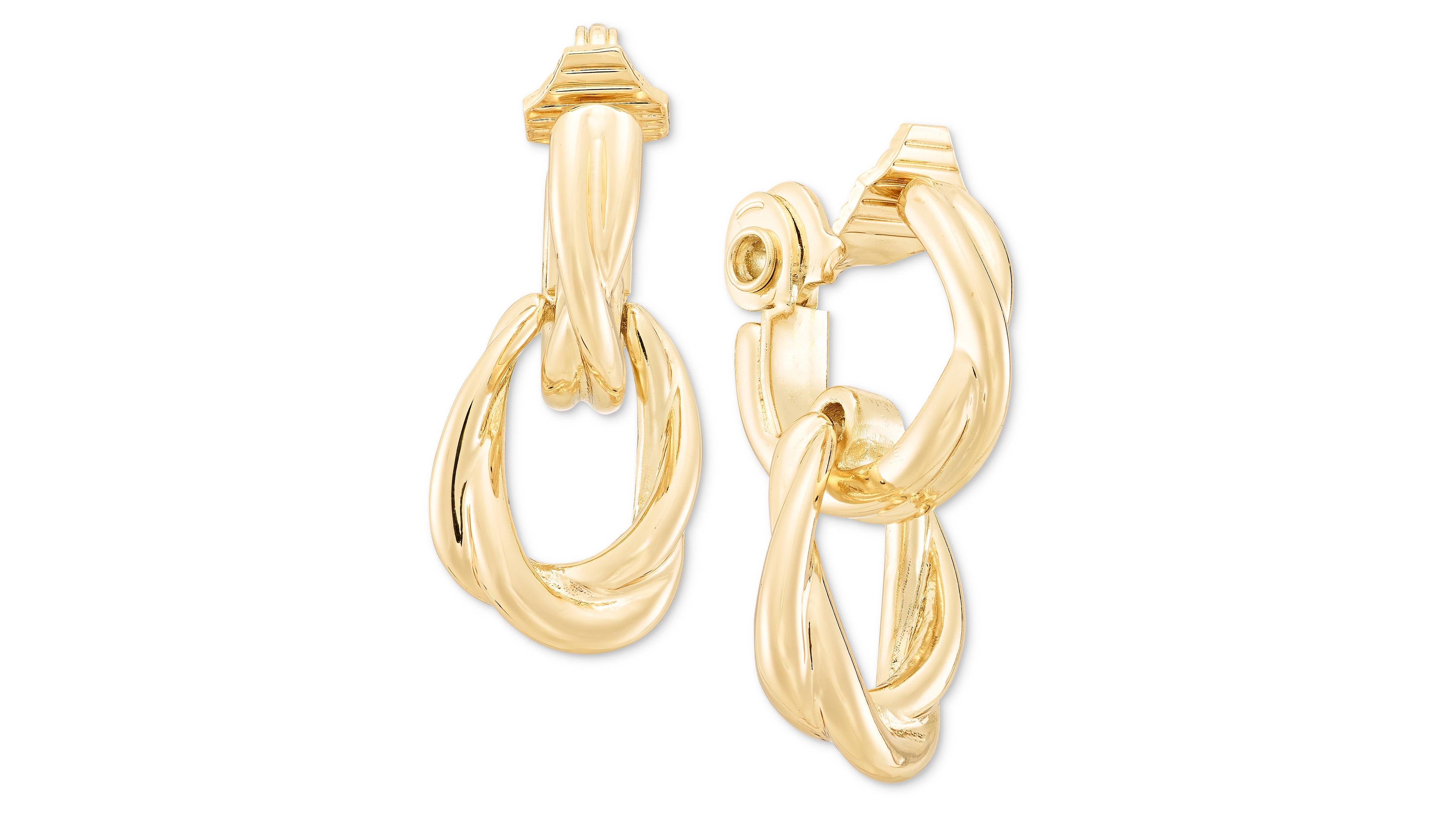 Anne Klein Twisted Doorknocker Clip-On Mixed-Metal Earrings