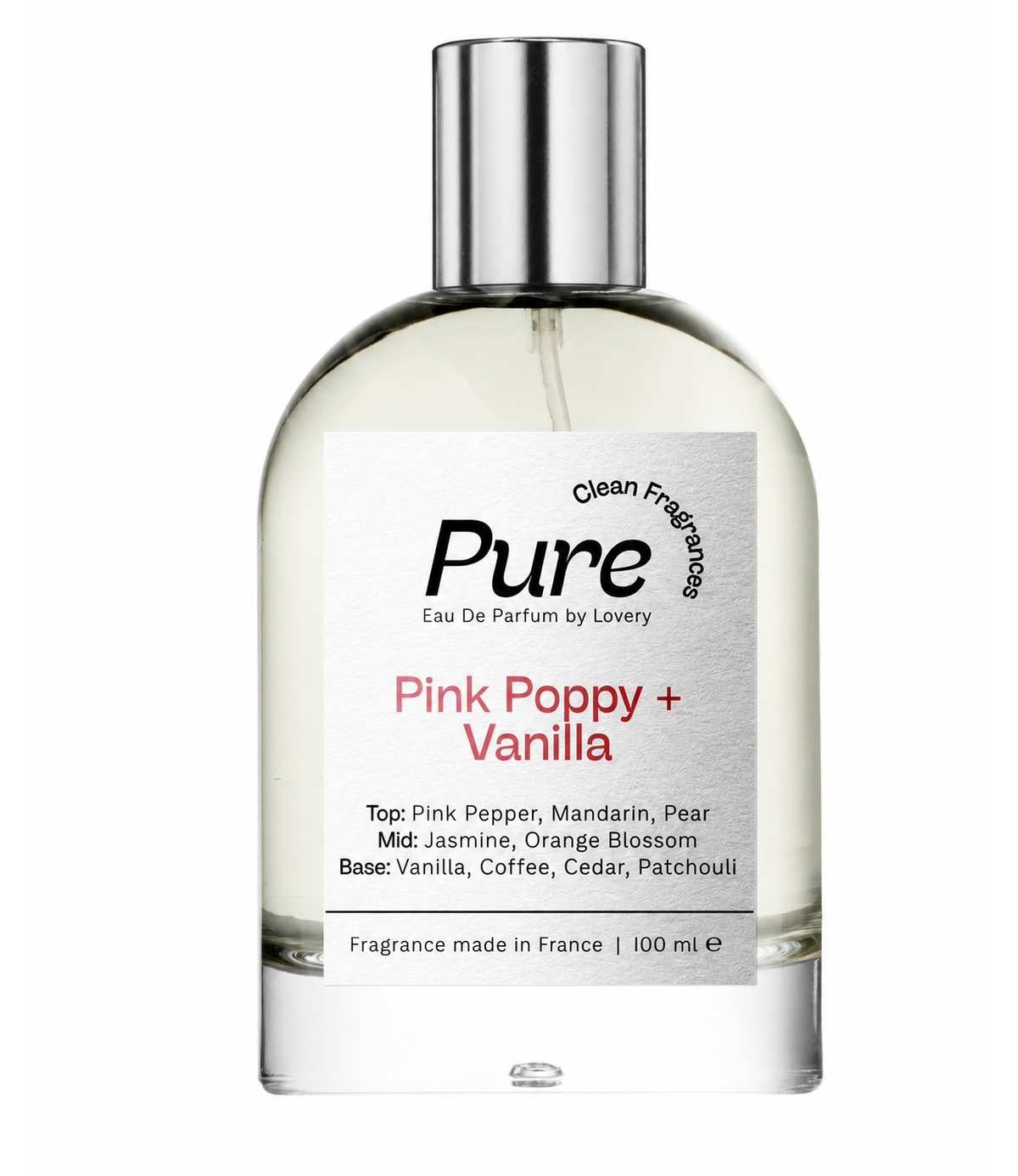 Lovery Pure Pink Poppy and Vanilla Eau de Parfum Spray, Made in France, 3.4 oz