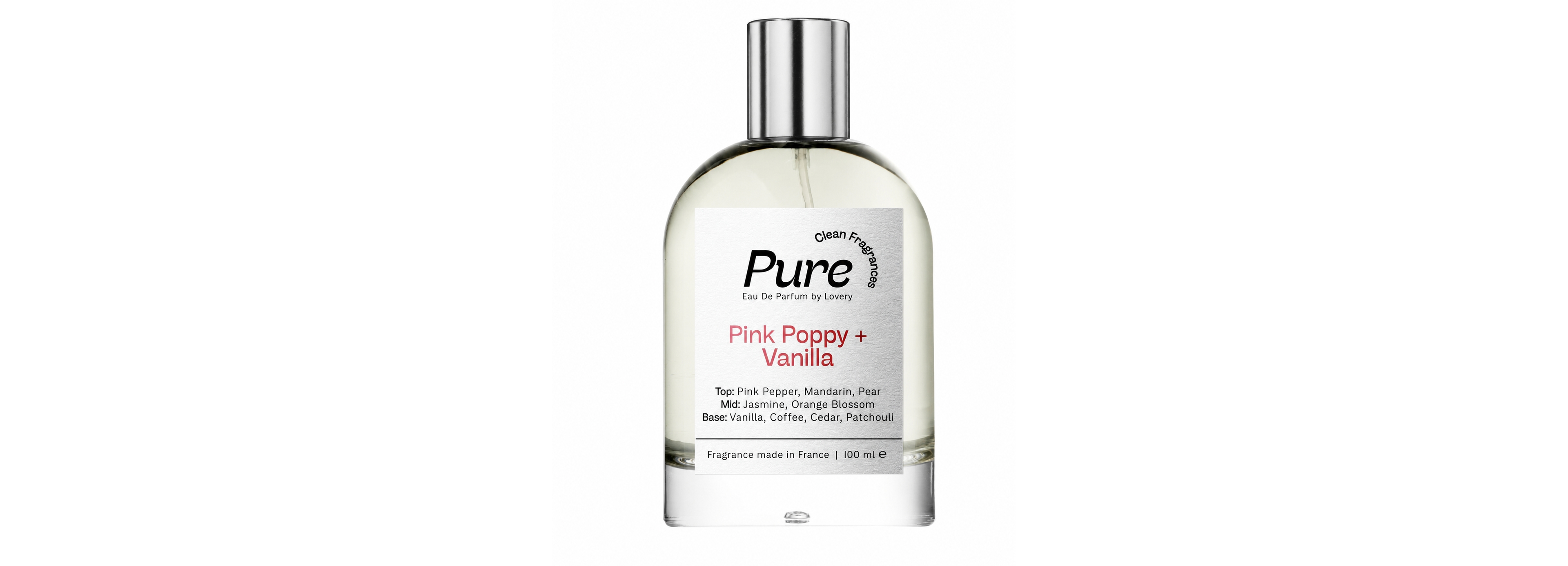 Lovery Pure Pink Poppy and Vanilla Eau de Parfum Spray, Made in France, 3.4 oz