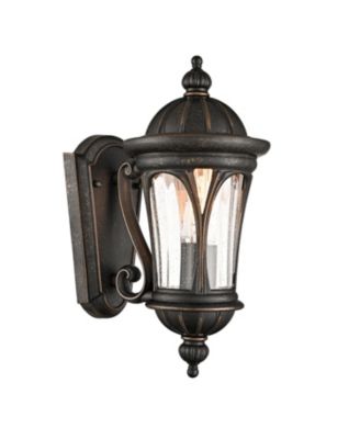 Outdoor Wall Light Fixture Black Brown Exterior Wall Sconce with Seeded Glass