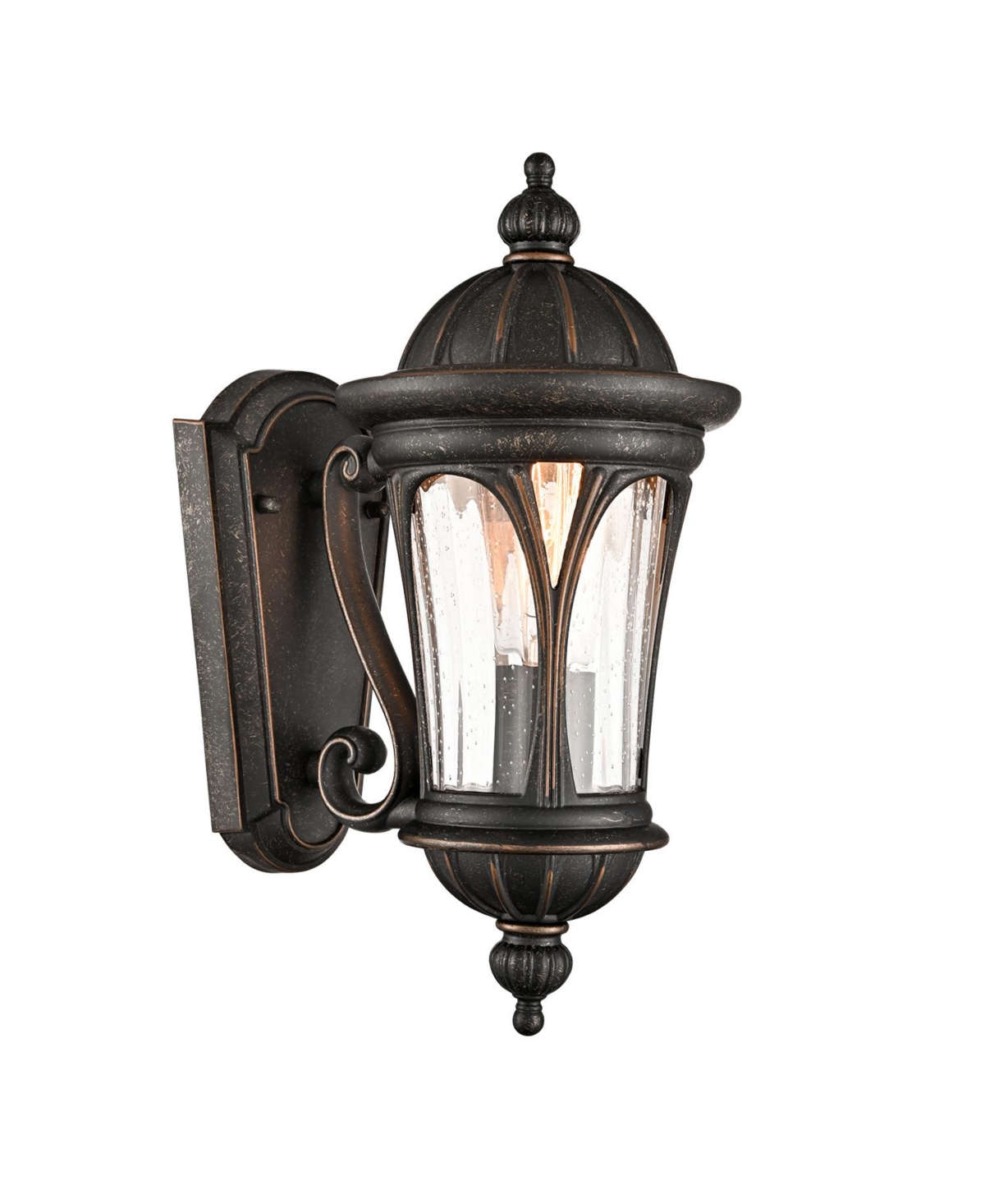Claxy Outdoor Wall Light Fixture Black Brown Exterior Wall Sconce with Seeded Glass
