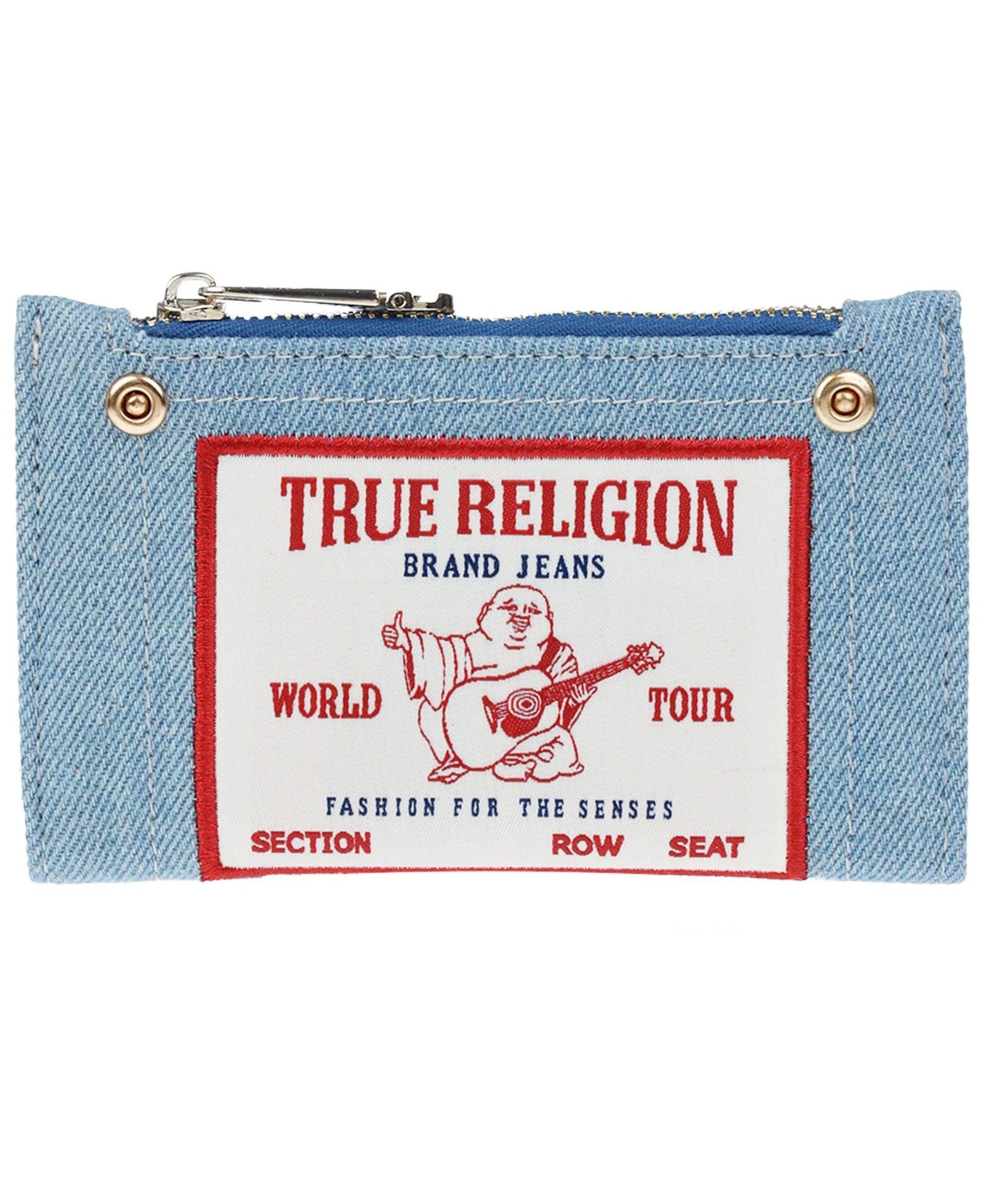 True Religion Women's Buddha Patch Small Wallet in Denim