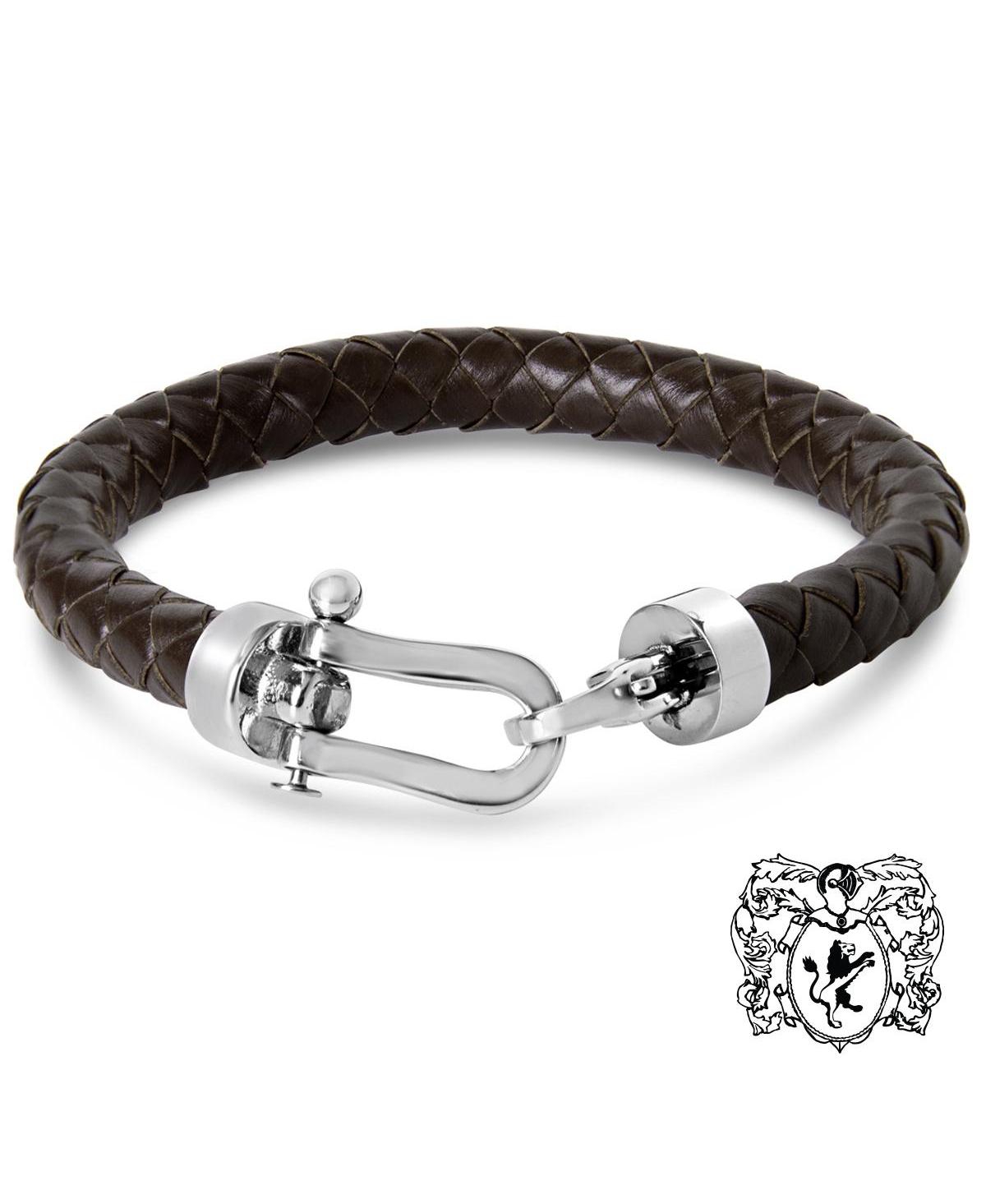 Bruno Magli Men's Chorded Leather Stainless Steel Bracelet