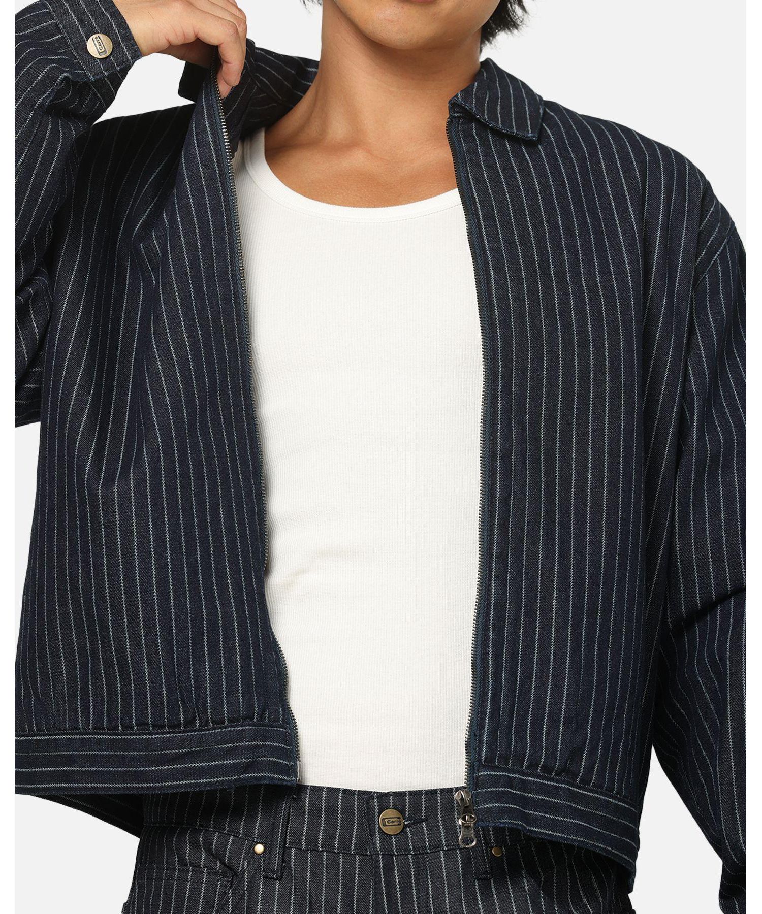 Men's Lockout Pinstripe Canvas Zip-Front Jacket