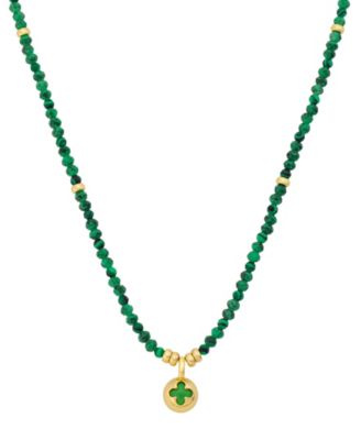 Women's Malachite Gold-Plated Pendant Necklace