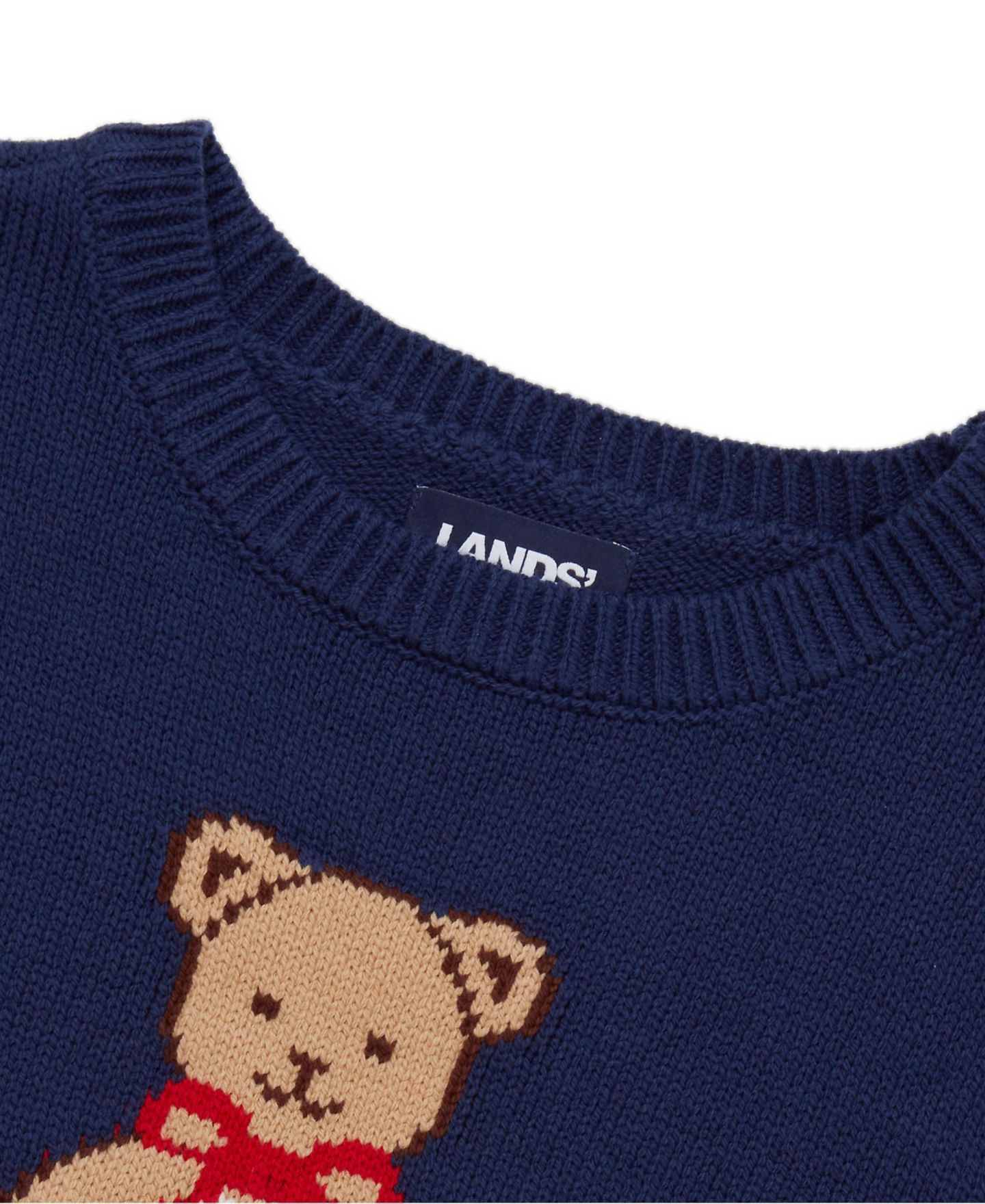 Свитер Lands' End Long-Sleeve Intarsia Graphic Crewneck для девочек, цвет: Тёмно-синий — фото 2