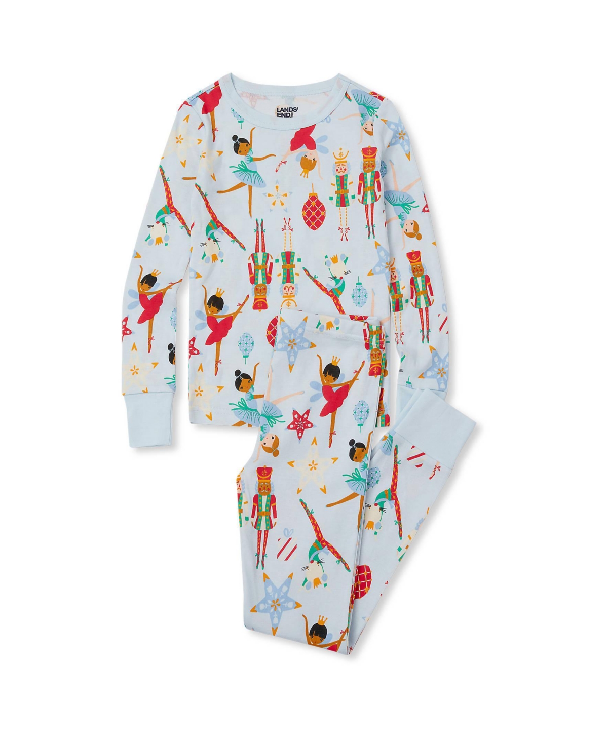 Lands' End Girls' 4-16 Holiday Long-Sleeve Snug-Fit Top and Pants, 2-Piece Set