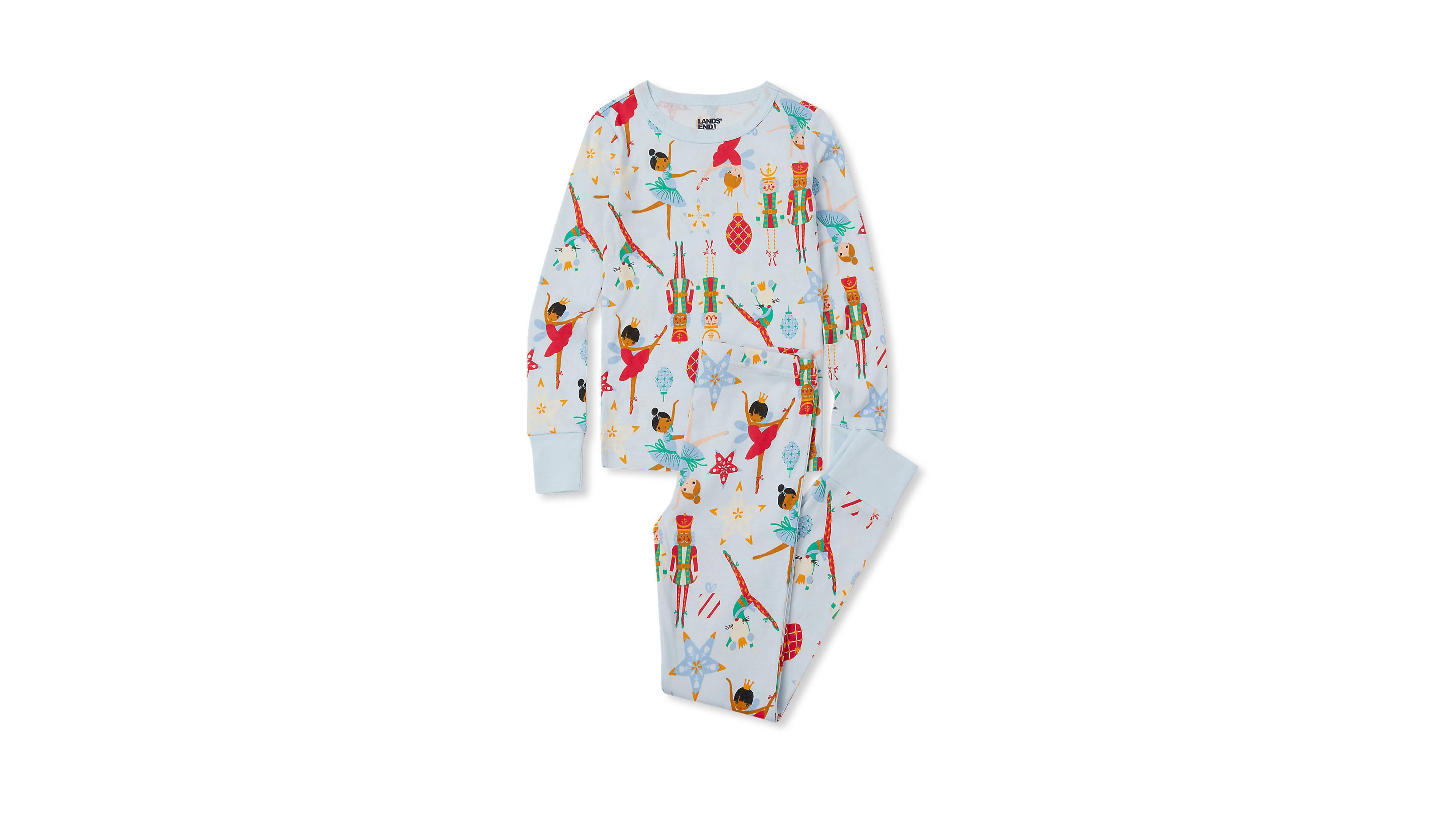 Lands' End Girls' 4-16 Holiday Long-Sleeve Snug-Fit Top and Pants, 2-Piece Set