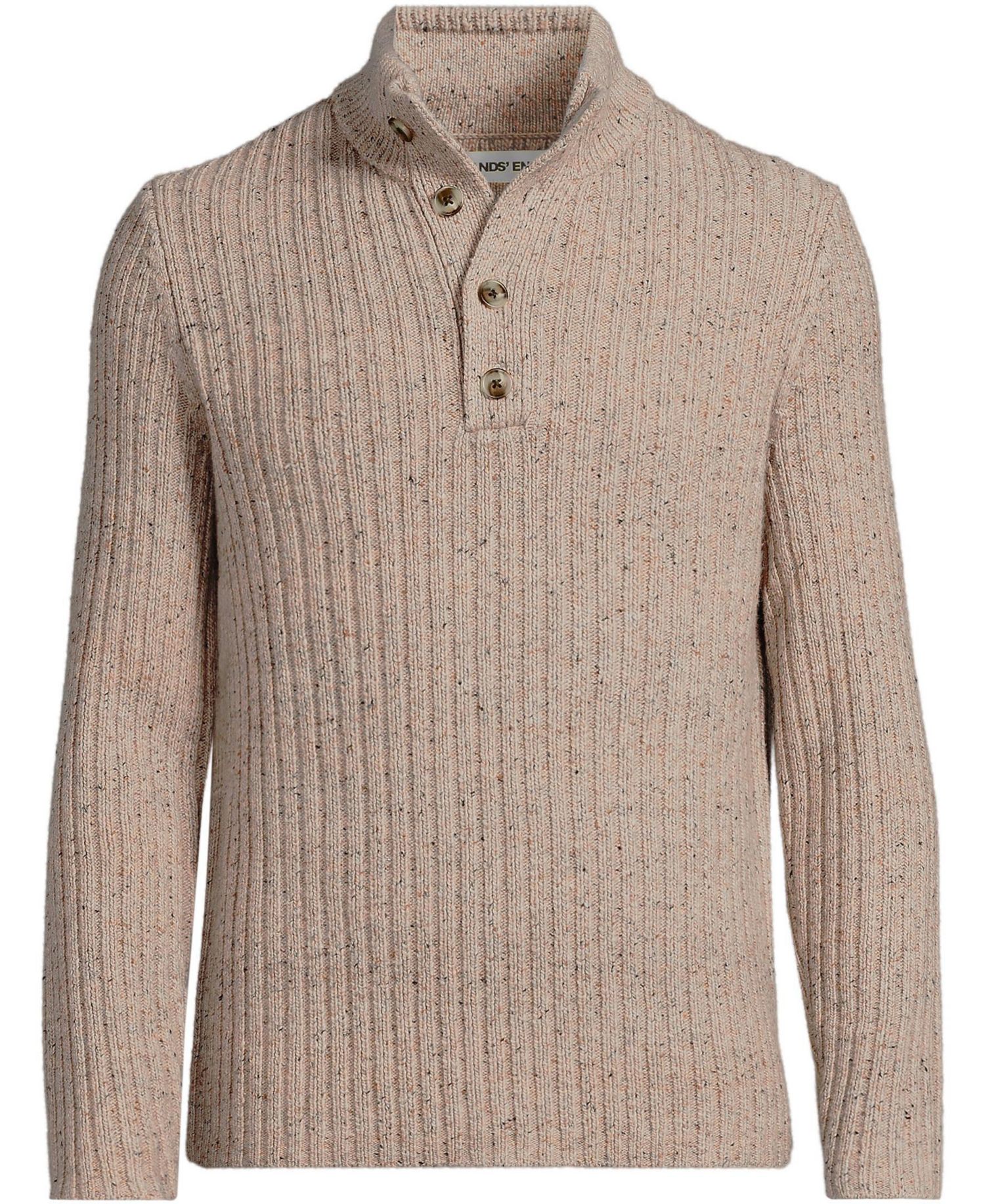 Men's Long Sleeve Cotton Wool Button Up Mock Sweater