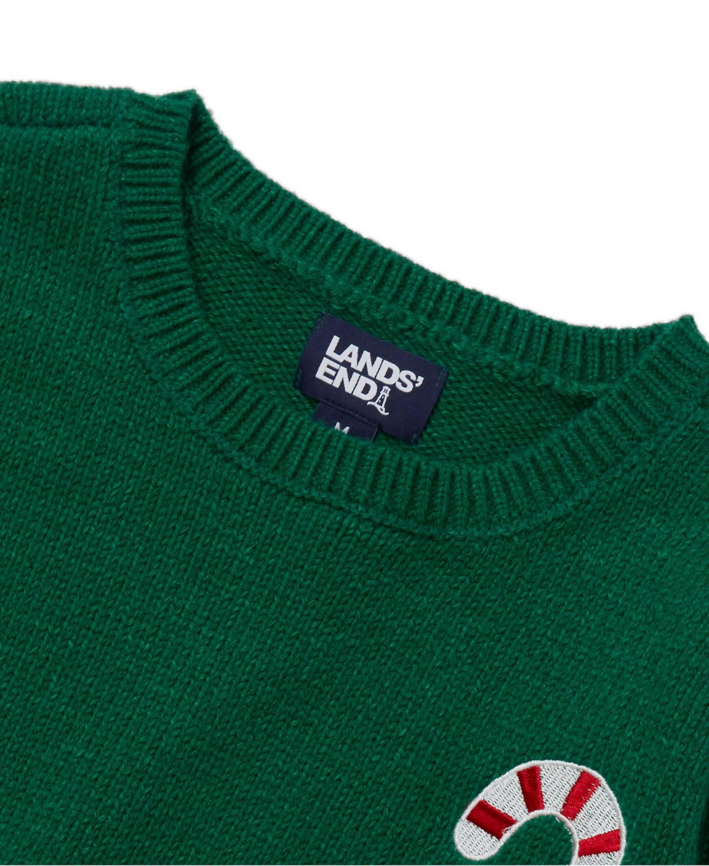 Свитер Lands' End Long-Sleeve Applique and Intarsia для девочек, цвет: Зелёный — фото 2