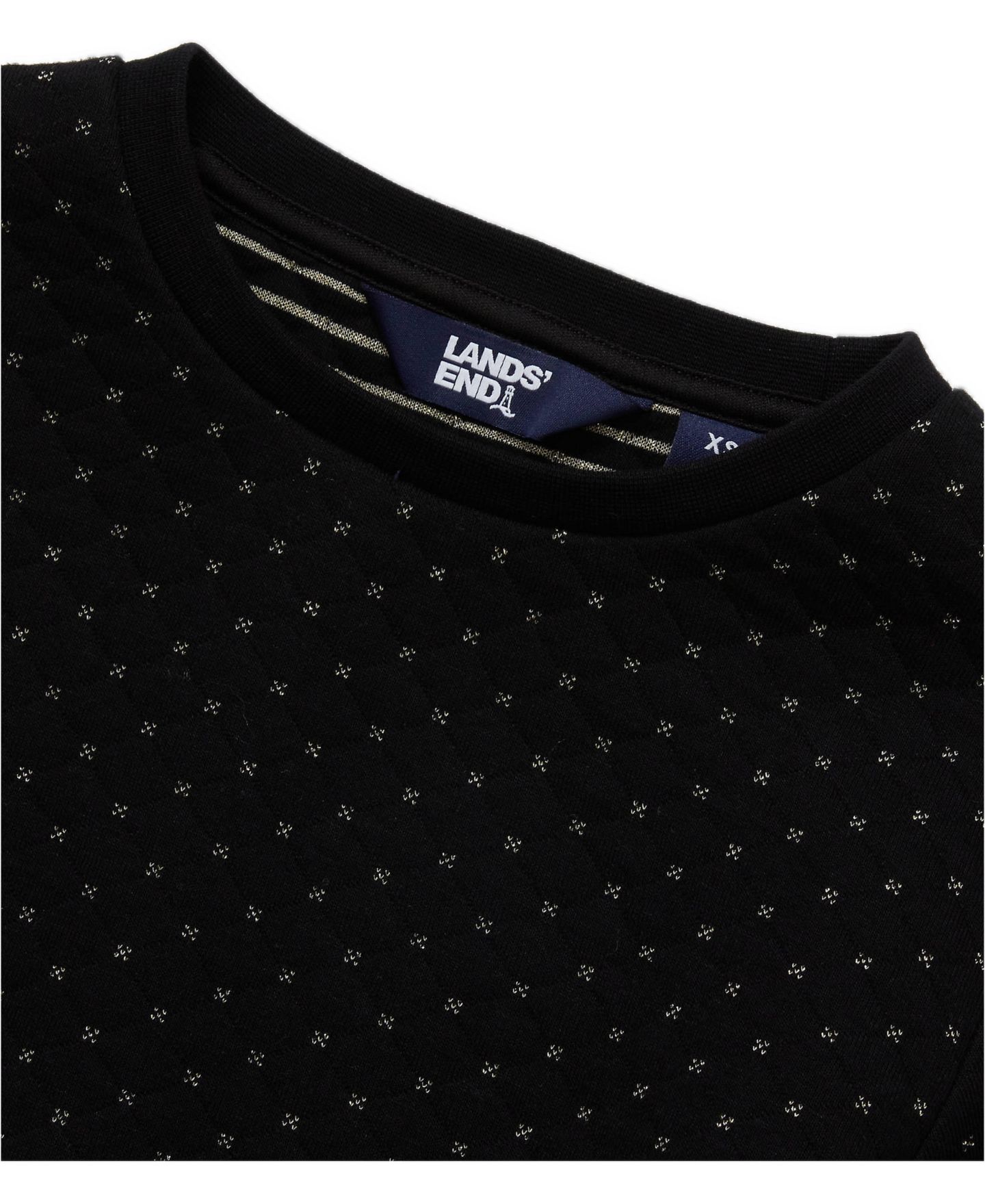 Платье Lands' End Long-Sleeve Mixed-Media Fit & Flare Dress для девочек, цвет: Чёрный — фото 2