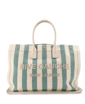 Large Rive Gauche Shopper Tote Striped Canvas